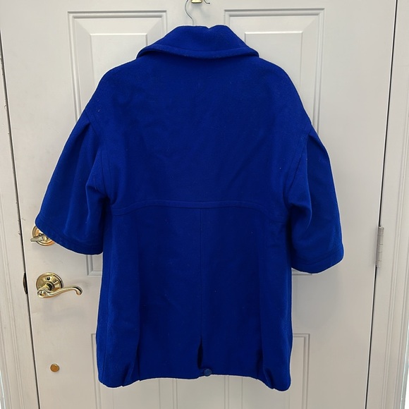 Via Royal Blue Crop 3/4 Sleeve Wool Coat Jacket Victoria’s Secret - Picture 5 of 9